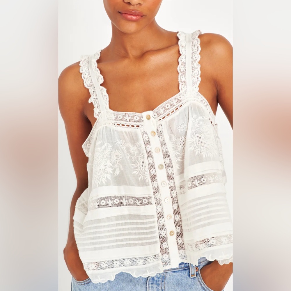 loveShackFancy White Sully Top Size: S